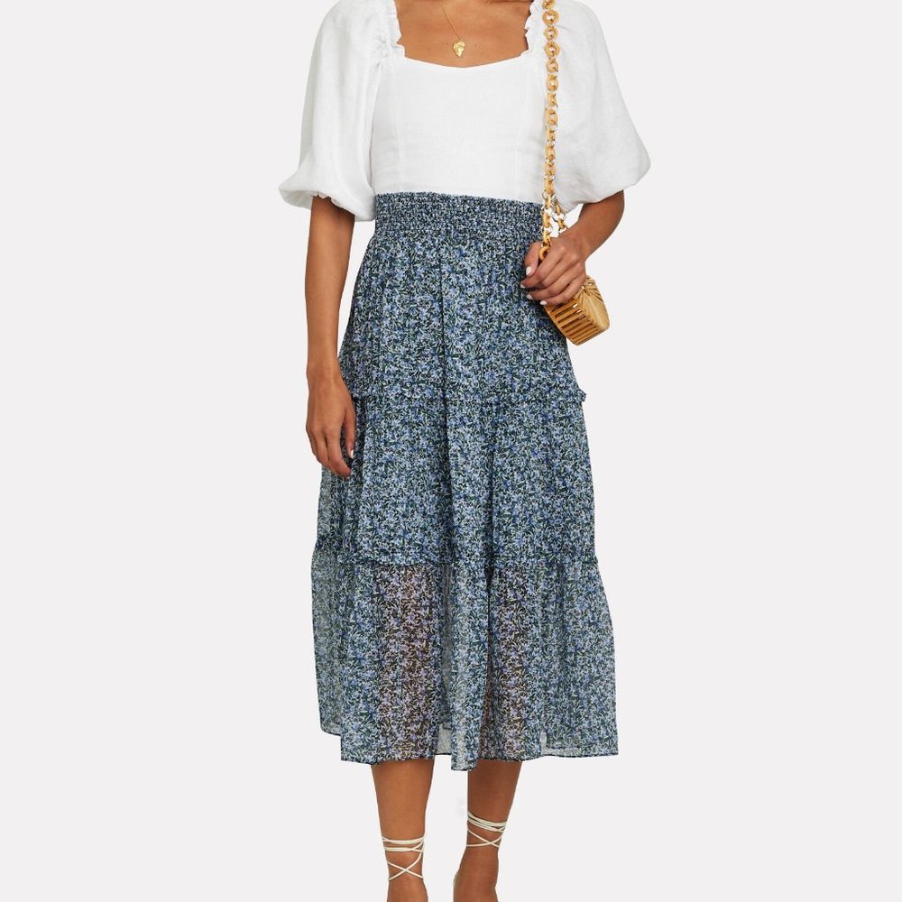 INTERMIX ANASTASIYA TIERED MIDI SKIRT NWT